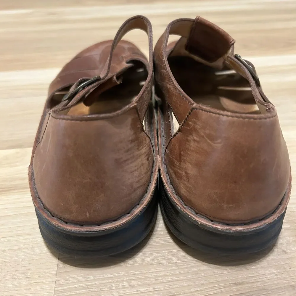 Finn Comfort Waldi Fisherman Sandals Mens EU 44 US 10.5 Brown Leather Buckle